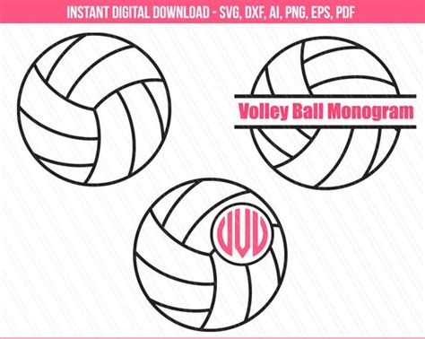 Volleyball Svg Volleyball Monogram Svg Sports Svg Monogram | Etsy