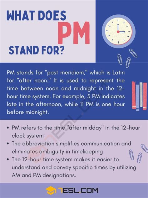 PM Meaning: What Does "PM" Stand for? • 7ESL