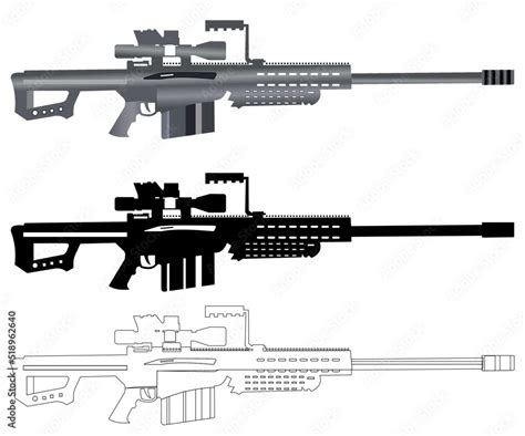 illustration of a gun of Barrett M82 antimaterial sniper rifle ...