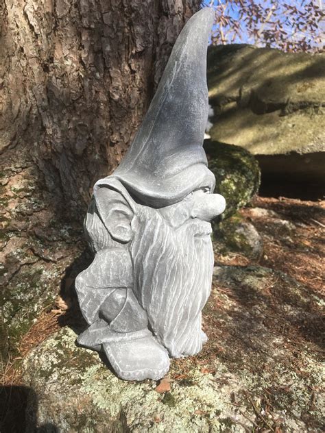 Gnome Statue Garden Gnome Cement Statue Painted Concrete - Etsy