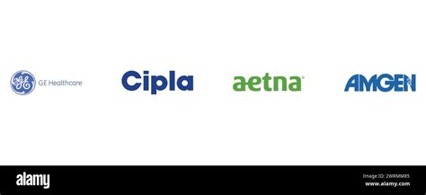 AMGEN, CIPLA, GE HEALTHCARE, AETNA. Editorial vector brand logo ...