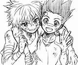 Gon Killua Coloriage Coloringhome Hisoka Coloringonly Colorironline  sketch template