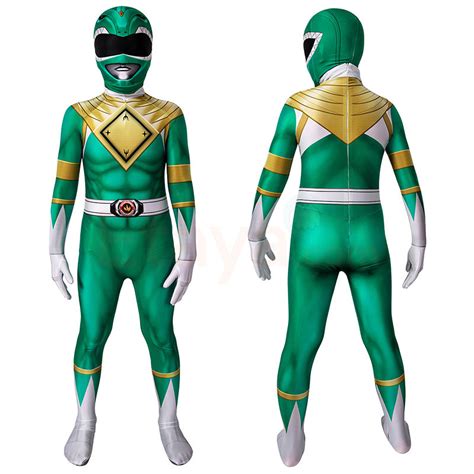 Kids Power Ranger Cosplay Costumes Green Mighty Morphin Power Rangers Suit