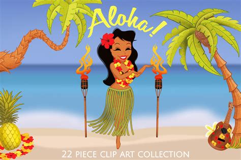 Aloha Hawaiian Luau Clip Art Set By Dapper Dudell | TheHungryJPEG