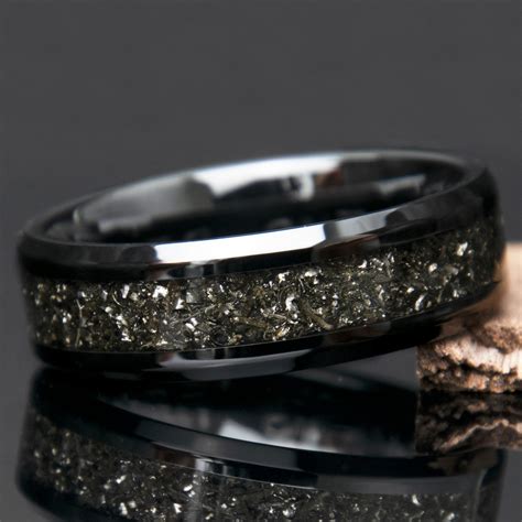 Black Meteorite Ring Meteorite Ring Meteorite Wedding Band Black ...