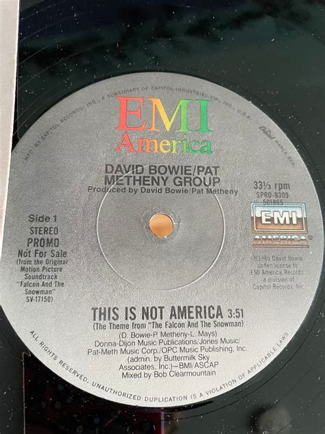 David Bowie This is Not America 12 LP 1985 Single Pat | Etsy