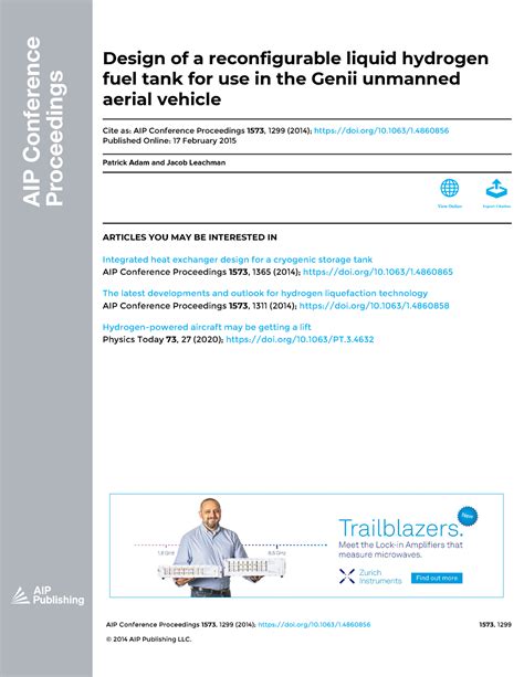 Design of a reconfigurable liquid hydrogen fuel tank for use in the Genii unmanned aerial ...