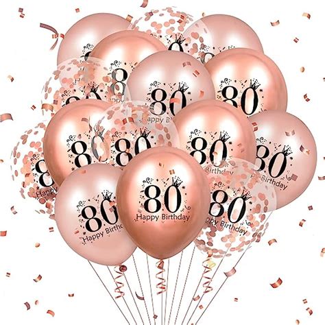 Amazon.com: 80th Birthday Balloons 18 Pcs Rose Gold Happy 80th Birthday ...