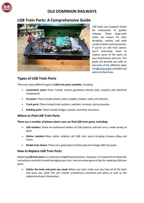 LGB Train Parts: A Comprehensive Guide by olddominionrailways - Issuu