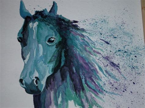 Blue Horse Painting by Antje Wieser