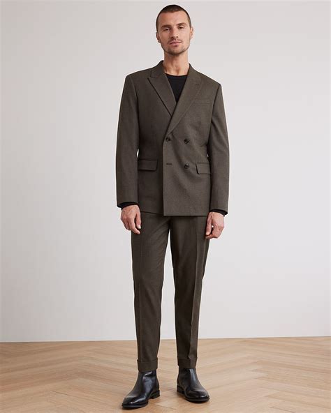 Dark Brown Pleated Tapered-Leg Suit Pant | RW&CO.