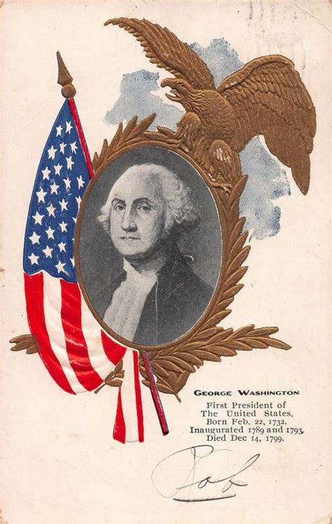 George Washington, American Flag, and Bald Eagle, Early Postcard, Used in 1908 | Topics ...