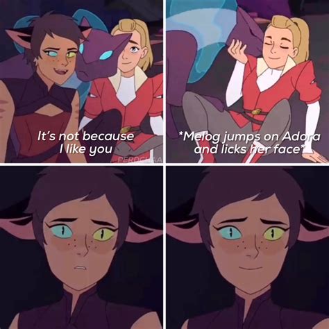 Melog reflects Catra’s emotions, so in this moment, she wanted to kiss Adora #shera # ...