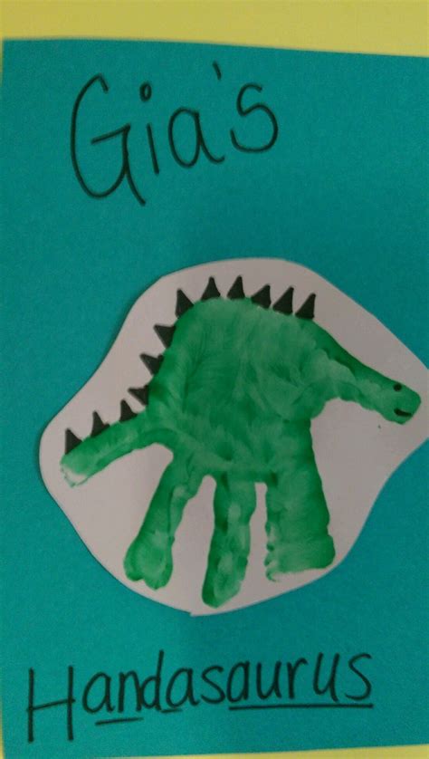 Dinosaur Handprint | Arts & Crafts idea for Children | Dinosaur crafts ...