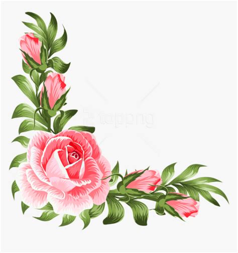 Free Png Download Rose Corner Decoration Png Clipart - Pink Flower ...