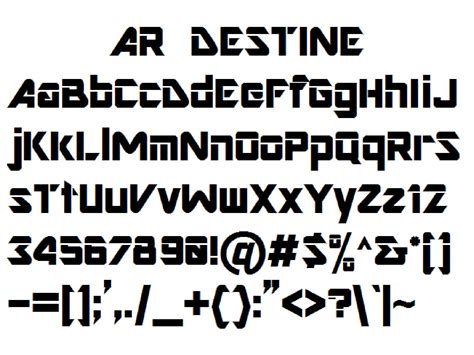 Font Alphabet Styles: AR DESTINE