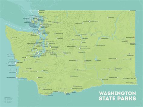 Washington State Parks Map 18x24 Poster - Best Maps Ever