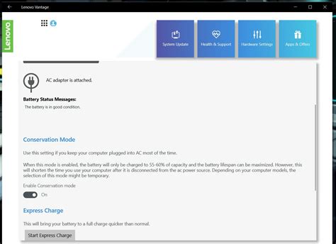 Lenovo Vantage Battery Conservation mode gone? Help-English Community