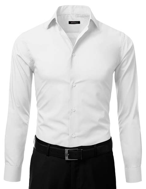 Mens Slim Fit Dress Shirt White Button Down Ellissa DS3003 - Slim Fit Boss