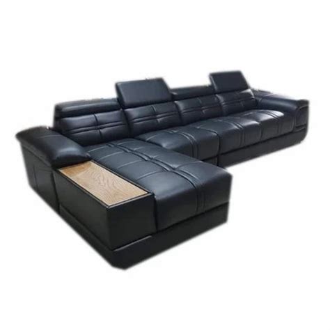 Modern Black L Shape Leather Sofa, For Home at Rs 38500/piece in Dera ...