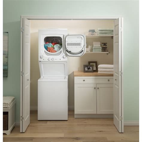 GE Electric Stacked Laundry Center with 2.3-cu ft Washer and 4.4-cu ft ...