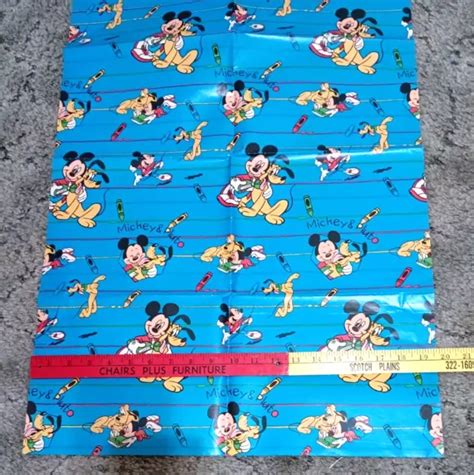 VINTAGE DISNEY MICKEY Mouse Pluto Crayons Gift Wrap Wrapping Paper $4.20 - PicClick