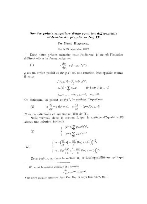 Sur les points singuliers d'une équation differentielle ordinaire du ...