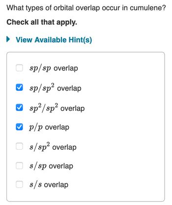 Answered: What types of orbital overlap occur in… | bartleby