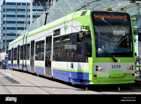 A tramlink tram stops at east croydon station in croydon hi-res stock photography and images - Alamy