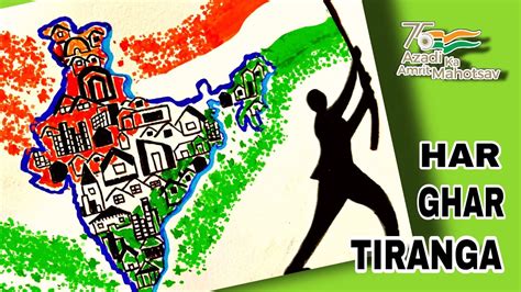 Har ghar tiranga drawing/ tiranga drawing competition/ har ghar tiranga chitra - YouTube