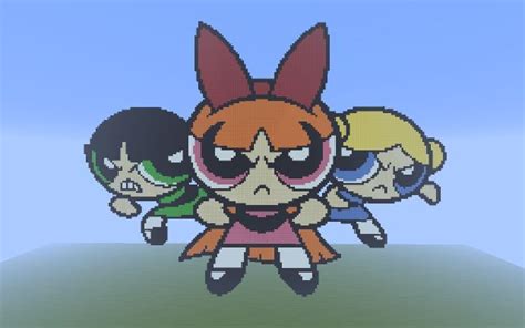 Power puff girls minecraft pixel art!! | Minecraft pixel art, Pixel art, Ppg