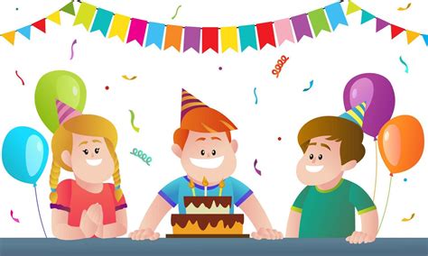 Happy kids birthday party vector cartoon illustration 5380456 Vector Art at Vecteezy