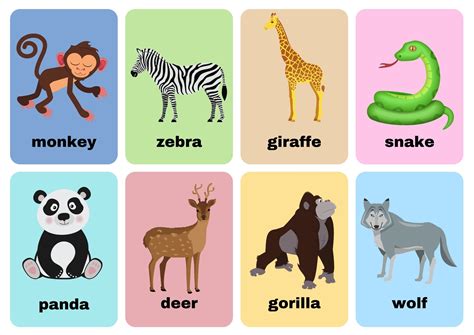 Wild Animal Flashcards With Words - Ezpzlearn.com