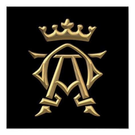 Golden "3-D" Alpha and Omega w/Crown Symbol Poster | Zazzle.com | Crown symbol, Alpha omega ...