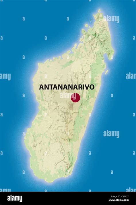 Map of Madagascar showing the capital city Antananarivo Stock Photo - Alamy