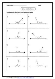 Linear Pair Worksheet Worksheet for 9th - 11th Grade | Lesson Planet