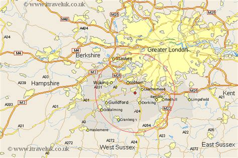 Great Bookham Map - Street and Road Maps of Surrey England UK