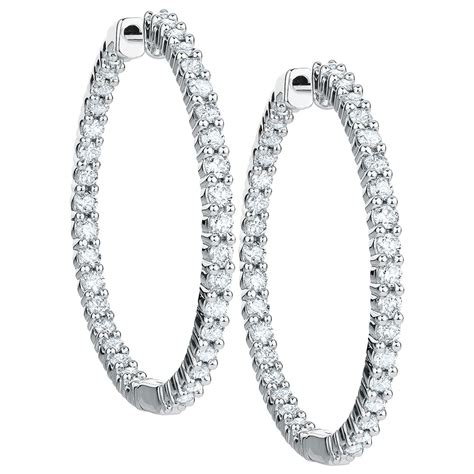 Hoop Earrings with 1 Carat TW of Diamonds in 18kt White Gold