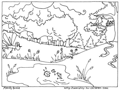 Creation Coloring Pages: God Made the Animals, Fish, Birds