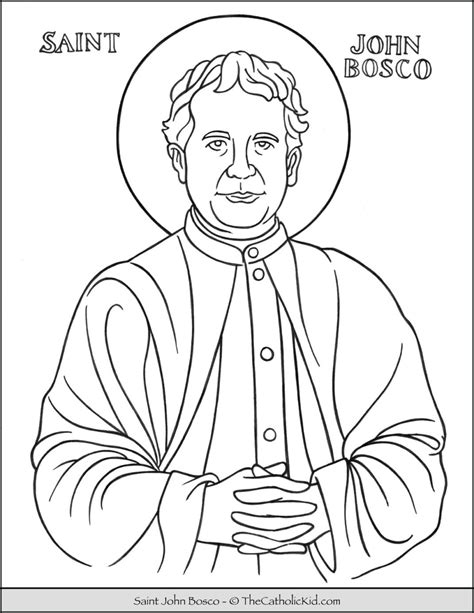 Saint John Bosco Coloring Page - TheCatholicKid.com