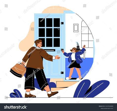 People Leaving Returning Home Daughter Rejoices Stock Vector (Royalty ...