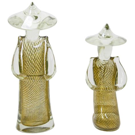 Italian Murano Glass Sculptures "Chinese Couple," Italy, 1970s at 1stdibs