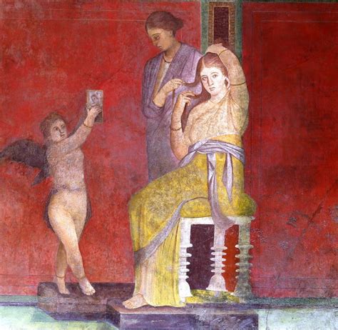 A roman fresco from the Villa of the Mysteries in Pompeii showing the ...