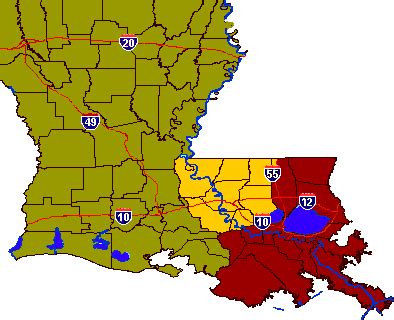 Naked Ownership: Map of Federal Districts in Louisiana