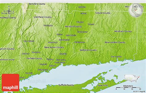 Physical 3D Map of Connecticut