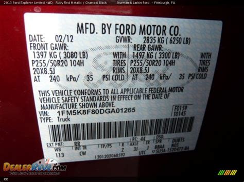 Ford ruby red color code