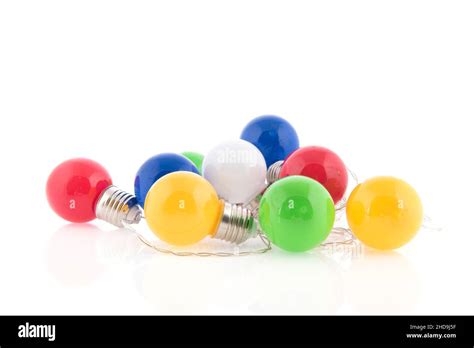 Colorful party lights isolated over white background Stock Photo - Alamy