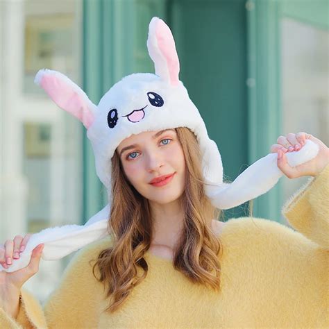 unique toy Bunny Hat with Moving Ears airbag rabbit ear hat for birthday gift|Clothing ...