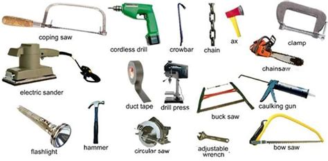 Tools and Equipment Vocabulary: 150+ Items Illustrated - ESLBUZZ