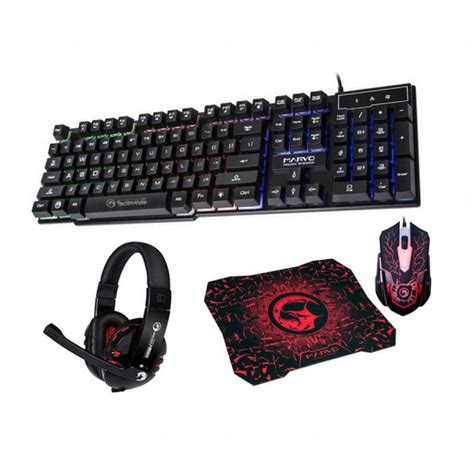 Marvo CM370 4-in-1 Backlight Gaming Keyboard + LED Mouse + Gaming ...